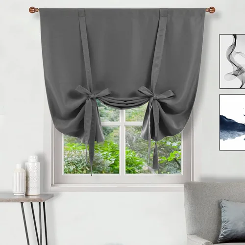 Miniatura 49 de DWCN Cortinas Opacas - Persiana Enrollable con Lazos para Ventana, Aislamiento Térmico, Oscurecimiento de Habitación, Cortinas con Bolsillo