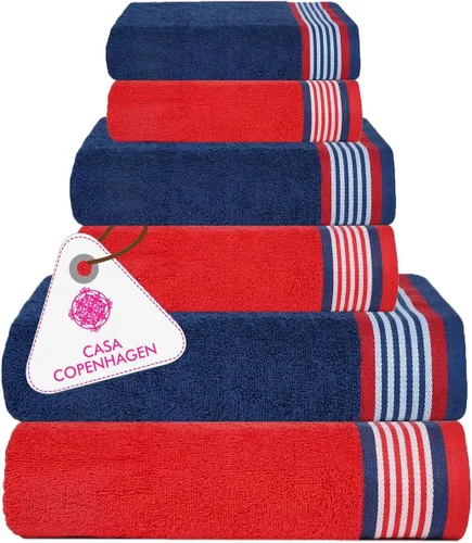 Miniatura 92 de CASA COPENHAGEN Solitaire Juego de 6 toallas - Negro, 600 GSM 2 toallas de baño 2 toallas de mano 2 toallitas, diseñadas en Dinamarca, hechas