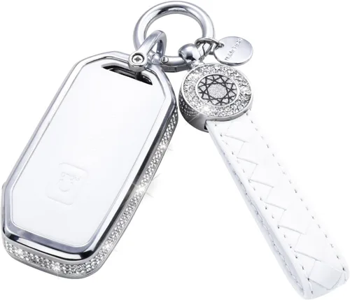 Miniatura 8 de Compatible with Kia Key Fob Cover with Keychain Genuine Leather Crystal Key Protector