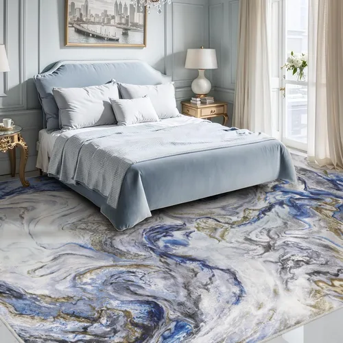 Miniatura 3 de Alfombras de área de 9 x 12 pies para sala de estar, moderna alfombra abstracta para dormitorio, contemporánea, lavable a máquina, alfombra grande