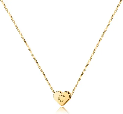 Miniatura 21 de Turandoss Collar con inicial de corazón para mujeres y niñas, delicado chapado en oro de 14 quilates, dije de corazón con letra A-Z, collar