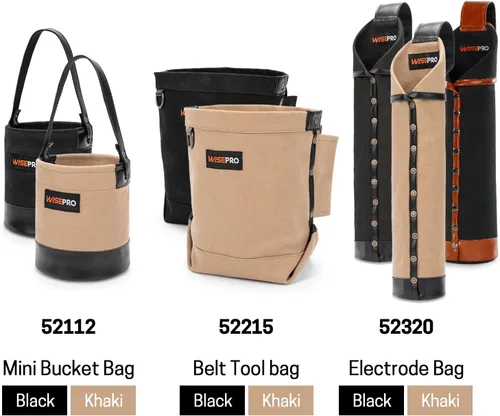 Miniatura 9 de Bolsa de electrodo resistente al fuego, bolsa de lona para varilla de soldadura, soporte de electrodo de cuero con trabillas para cinturón y Amarillo