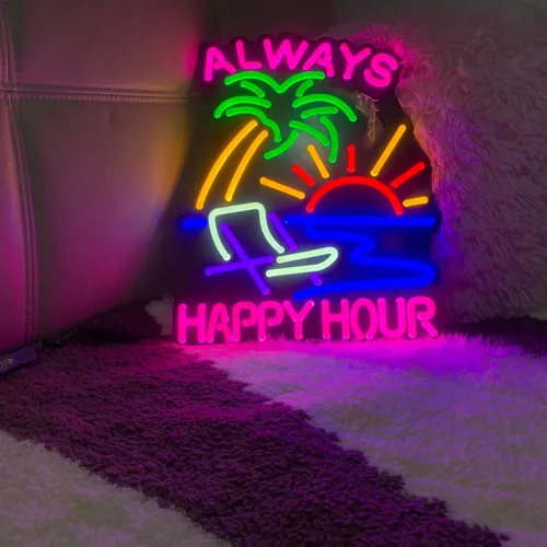 Miniatura 7 de Rompecabezas de 40 piezas de letrero de luz de neón Happy Hour, luz LED para cueva de hombres, letreros de pared para el hogar, regalos