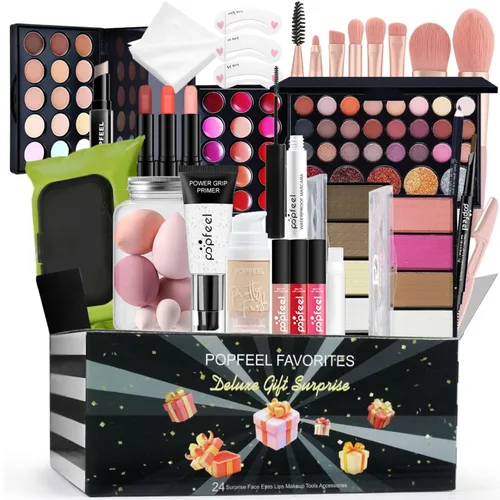 Caja de maquillaje, regalo surtido sorpresa para festivales con productos de maquillaje profesional, juego de cosméticos para fiestas, para mujeres,