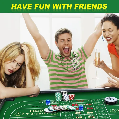 Miniatura 6 de Leyndo Juego de mesa de dados, incluye alfombrilla de goma de 35 x 70 pulgadas, dados AAA de grado casino de 0.748 in, botones de encendido/apagado