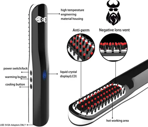 Miniatura 3 de Alisador de barba, peine alisador de barba con inalámbrico/tamaño mini, apagado automático para viajes, hogar, citas, gran regalo para papá, regalo