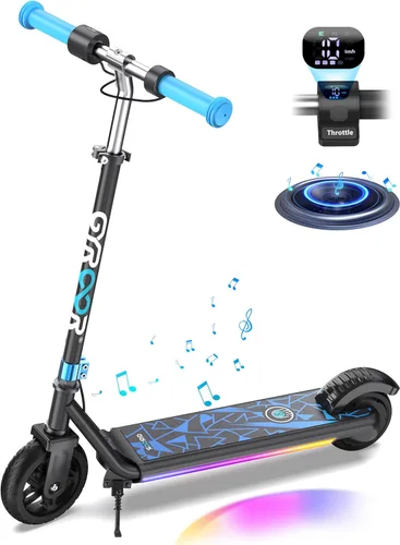 Gyroor H30 Max Scooter eléctrico para niños, pantalla LED, potente motor de 150 W, sistema de freno doble, altura y velocidad ajustables, los