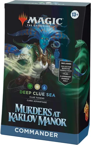 Magic: The Gathering Murders at Karlov Manor Commander Deck - Deep Clue Sea (mazo de 100 cartas, paquete de muestra de 2 cartas para coleccionista +