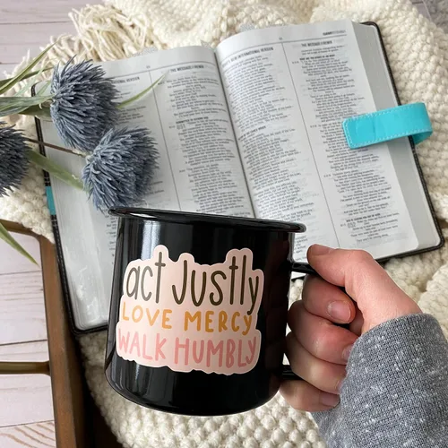 Miniatura 2 de Swaygirls Pegatina cristiana Adhesivo de fe religiosa Actúa con justicia, ama la misericordia, camina humildemente Calcomanías de Dios o Jesús