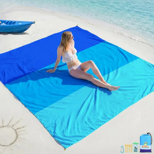 Miniatura 9 de BYDOLL Manta de playa impermeable a prueba de arena, grande sin arena, 78 x 81 pulgadas, 10 x 9 pies, manta ligera de gran tamaño sin arena, manta