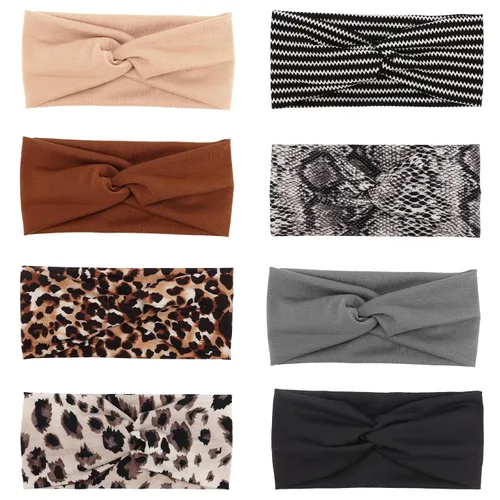 Miniatura 30 de DRESHOW Paquete de 8 diademas anudadas para mujer, con tiras cruzadas, antideslizantes, bohemias, trenzadas, accesorios para el cabello