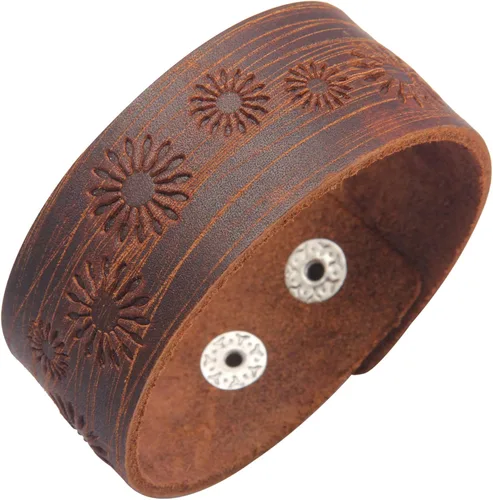 Miniatura 56 de Jeilwiy Pulseras de cuero punk para hombres, pulseras hechas a mano, brazalete ancho, joyería trenzada, color negro y marrón, ajustable, regalos