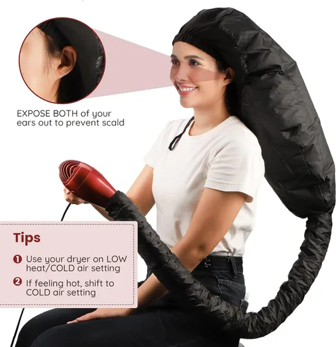 Miniatura 2 de Segbeauty - Accesorio para secador de pelo con capucha, extra grande, ajustable, con correa elástica para el cuidado del cabello rizado natural