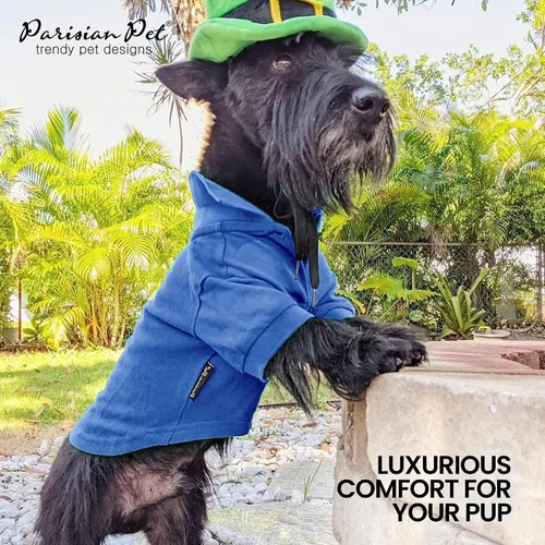 Miniatura 5 de Camisas Polo Parisian Pet - Camisa de Algodón Transpirable para Perros - Azul Sólido, Ropa de Verano con Capucha - Cuello con Botón para Perros