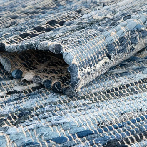 Miniatura 6 de Unique Loom Chindi Cotton Collection - Alfombra de área - Sally (2 pies 2 pulgadas x 3 pies 1 pulgada, rectangular, azul mezclilla)