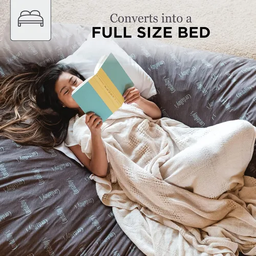 Miniatura 9 de CordaRoy's Puf de Chenilla - Silla Puf Convertible - Funda de Tela de Chenilla Lavable a Máquina - para Sótano, Sala de Estar, Sala de Juegos, Carbón