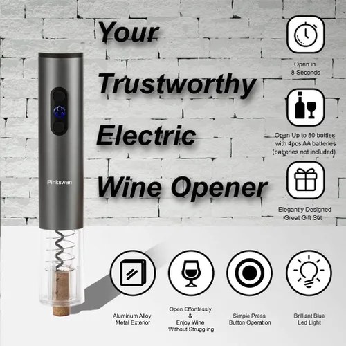 Miniatura 4 de Juego de regalo eléctrico para abridor de vino, piedra de whisky, regalos para amantes del vino con accesorios de vino de sacacorchos automático