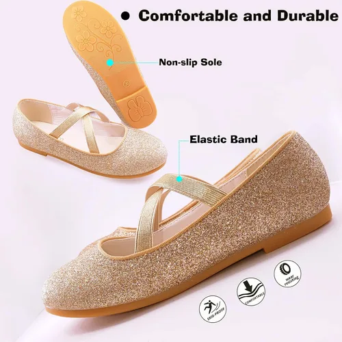 Miniatura 4 de Zapatos planos Mary Jane para niña, zapatos de ballet, zapatos de príncipes brillantes, zapatos de fiesta, vestido de boda, bailarinas para niños