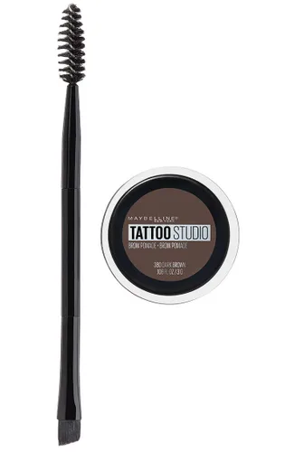 Miniatura 18 de Maybelline TattooStudio Pomada para cejas de larga duración, ajustable, maquillaje para cejas, marrón ceniza, 1 unidad 378 CENIZA MARRÓN