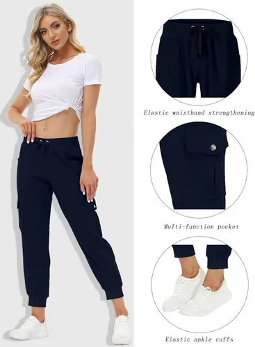 Miniatura 2 de MoFiz - Pantalones cargo, ligeros de senderismo para mujer, de secado rápido, informales, pantalones deportivos para viaje, con cintura elástica