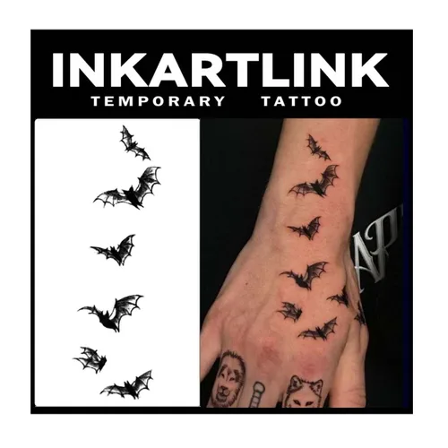 Miniatura 10 de INKARTLINK Tattoo Tech, 2 hojas de tatuaje semipermanente mediano, tatuajes temporales de diseño artístico para adultos, dura 1-2 semanas