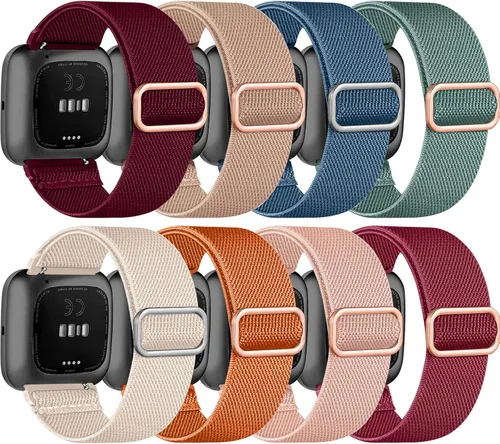 Miniatura 22 de Pack de 6 bandas de nailon compatibles con Fitbit Versa, banda de reemplazo suave, elástica, ajustable y elegante, adecuada para hombres y mujeres