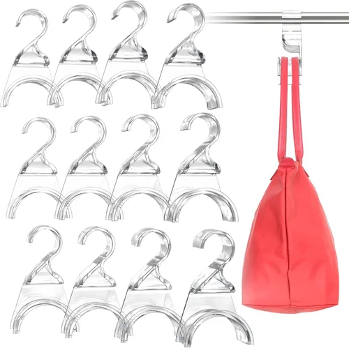 Miniatura 10 de Wiosi Juego de 3 perchas transparentes de alta calidad, organizadores de acrílico duradero y colgador de bolsas de almacenamiento para armario