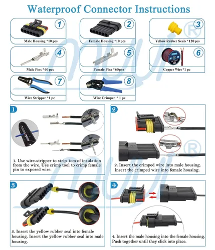 Miniatura 5 de MUYI - Conector de terminal de serie de cable impermeable de 1.5mm (Conector de 1-4 pines (384 piezas))