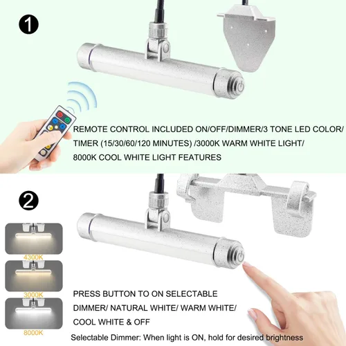 Miniatura 3 de BIGMONAT Luz de imagen recargable por USB, luz LED inalámbrica con control remoto, luz de pintura giratoria, cabezal de 3 modos de iluminación