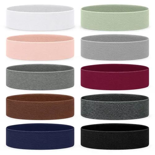 Fishinsea Paquete de 8 diademas deportivas para mujer, tela elástica suave antideslizante, bandas para el cabello para entrenamiento diario, yoga,