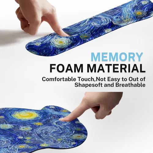Miniatura 7 de Britimes Juego de alfombrillas ergonómicas para mouse con reposamuñecas, cielo nocturno abstracto, base de goma antideslizante, soporte para muñeca