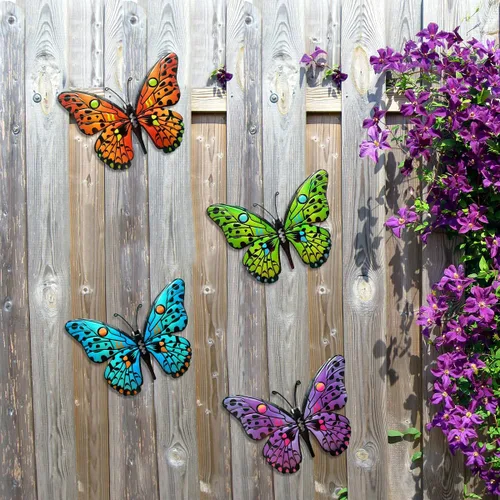 Miniatura 2 de Decoración de Pared de Mariposa de Metal - Arte Decorativo de Pared para Valla Exterior de 9,6", Decoración Colgante para Jardín y Patio, Sala