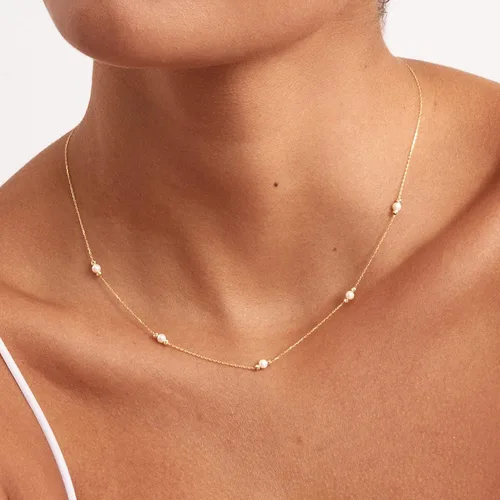 Miniatura 2 de Collares de perlas para mujer, gargantilla de perlas chapadas en oro de 14 quilates, collar de perlas de oro delicado, gargantilla de oro simple