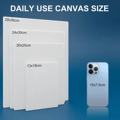 Miniatura 6 de Lienzos estirados para pintar de 12 x 12 pulgadas, paquete de 7, 10 oz triple imprimación libre de ácido 100% algodón lienzo en blanco, lienzo
