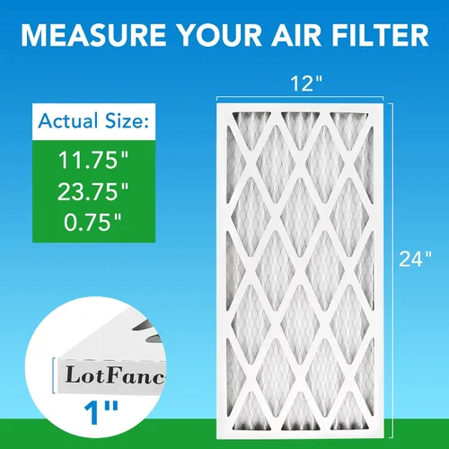 Miniatura 2 de LotFancy Filtro de aire MERV 8 de 12 x 24 x 1, paquete de 4 unidades, tamaño real: 11.75 x 23.75 x 0.75 pulgadas, reemplazo plisado para horno