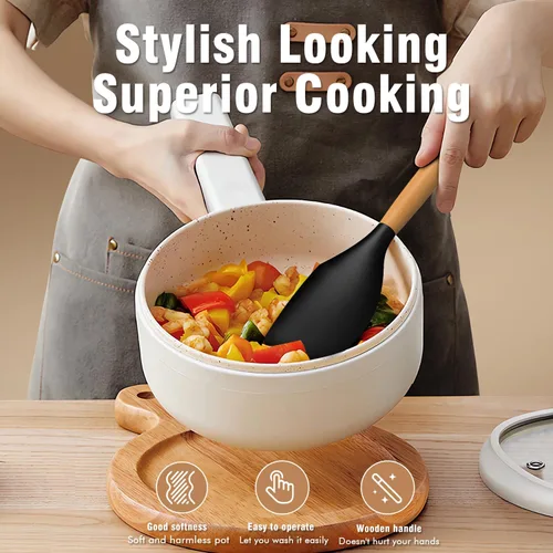 Miniatura 4 de AVGPD Juego de utensilios de cocina de silicona – Utensilios de cocina de silicona para cocinar asas de madera, 446 °F resistentes al calor