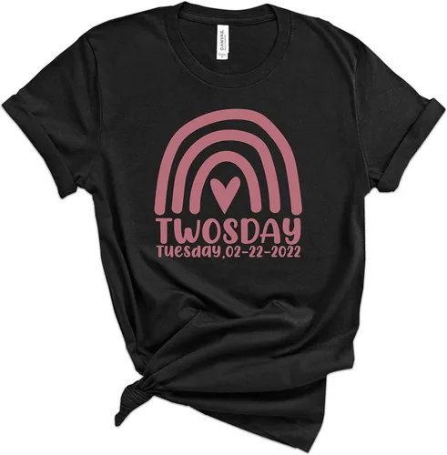 Miniatura 4 de Twosday T-Shirt, Twosday 02-22-2022 T-Shirt for Adult Toddler Youth Men Women Baby, Twosday 02-22-2022 Tuesday Mono Color Rainbow T-Shirt for Women