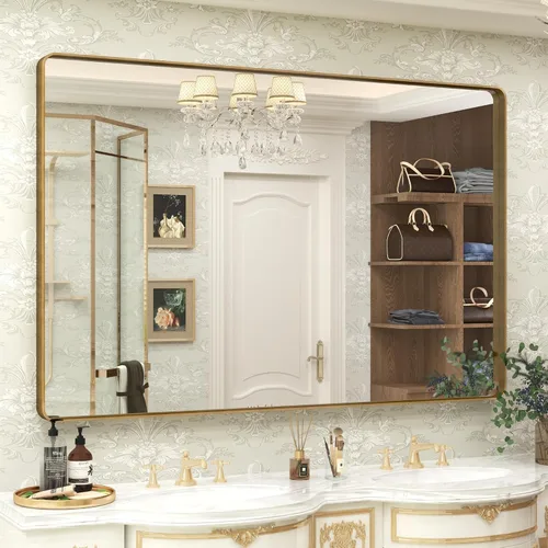 Miniatura 16 de Paquete de 2 espejos de baño con marco de metal negro de 22 x 30 pulgadas, espejo rectangular redondeado negro mate, antioxidante, se cuelga