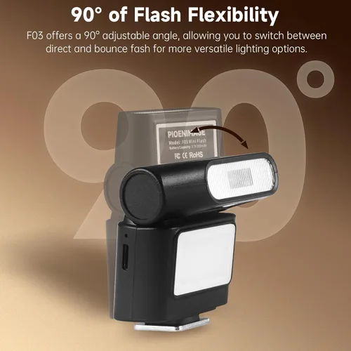 Miniatura 4 de Mini cámara flash Speedlite con luz de video, GN8 6500K flash externo ajustable, soporte universal de zapata caliente de un solo contacto, Negro A
