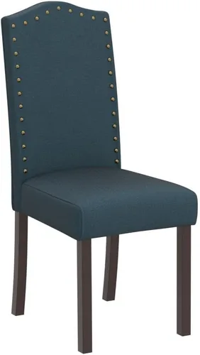 Miniatura 4 de LSSPAID Juego de 4 sillas de comedor, modernas y cómodas sillas Parsons tapizadas de lino con ribete de cabeza de clavo de bronce y patas de madera
