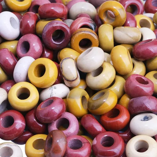 TUMBEELLUWA Rondelle - Cuentas de piedras preciosas naturales para la fabricación de joyas, cuentas sueltas de agujero grande, paquete de 15,