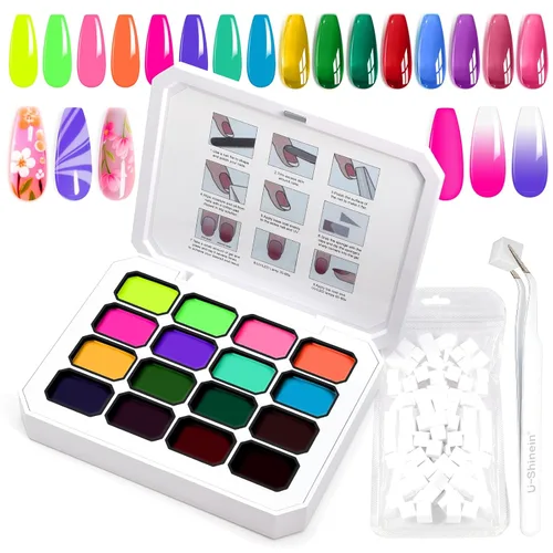 Miniatura 23 de Gel de Pintura con Degradado, 12 Colores Brillantes de Esmalte de Uñas en Gel Ombré para Uñas con Pigmento Pat Aura, Manicura Francesa DIY, Arte