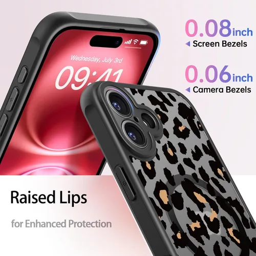 Miniatura 5 de FUNMIKO Funda para iPhone 16 Plus, carga inalámbrica y protección de grado militar, diseño floral moderno para mujeres y niñas, funda antideslizante