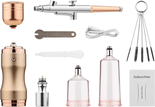 Miniatura 10 de Kit de aerógrafo con compresor, pistola de aerógrafo inalámbrica portátil, mini compresor de aire recargable de mano, para maquillaje, decoración