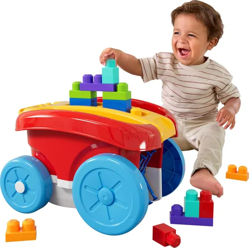 MEGA BLOKS First Builders - Juguete de construcción para niños pequeños, carro con pala para bloques y 20 piezas con almacenamiento incorporado,