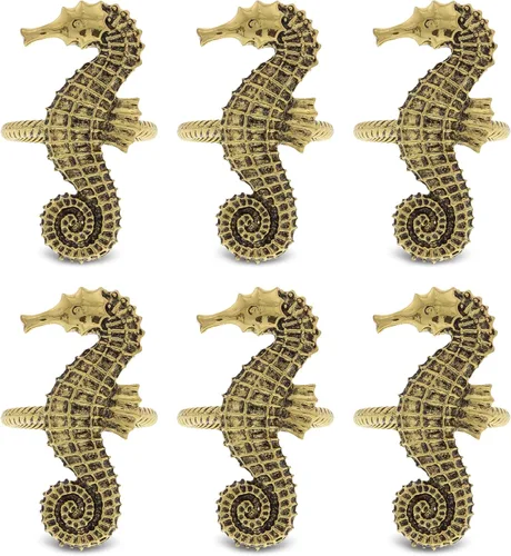 Miniatura 12 de Juego de 6 servilleteros dorados – Elegantes servilleteros de metal dorado, servilleteros de centro de mesa de lujo para cenas familiares, fiestas