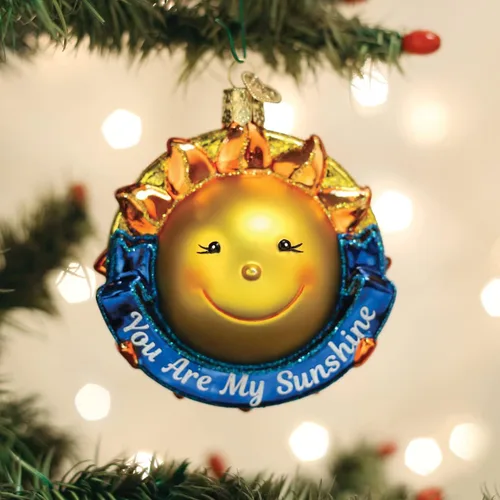 Miniatura 5 de Old World Christmas You are My Sunshine - Adorno de cristal soplado para árbol de Navidad, decoración navideña hecha a mano, colección de refranes