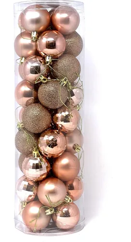 Miniatura 6 de Allgala - Paquete de 36 esferas de adorno de Navidad de 5 cm para árbol de Navidad, 4 estilos, color negro, pre-ensartadas, a prueba de roturas