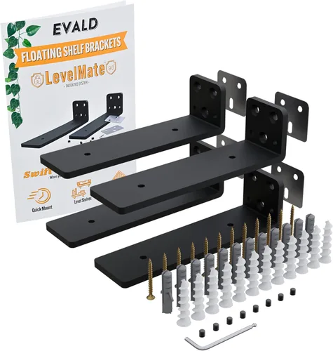 Miniatura 30 de EVALD Soportes flotantes para estantes Soportes ocultos de acero al carbono negro para tablero de 4 pulgadas (tamaño real de 3 1/4 pulgadas)