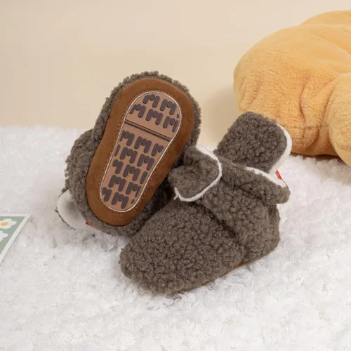 Miniatura 18 de Botines de forro polar para bebés, niños y niñas, pantuflas antideslizantes con agarre suave, zapatos de calcetín para recién nacidos, cuna